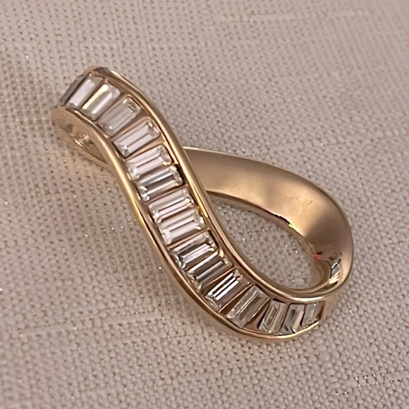 Vintage SWARVOSKI BAGUETTE/GOLD SLIDE PENDANT - Picture 8 of 14